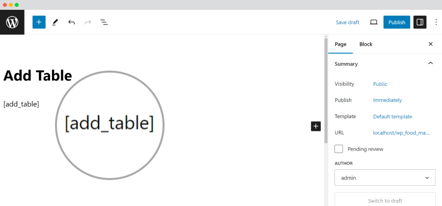 Pages-Add New Pages-Add Table